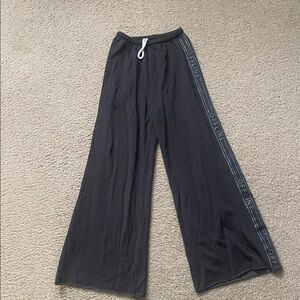 Dark Gray Wide-Leg Offline Joggers with Side Stripe
